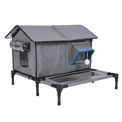 Raised cat house - house, peaked